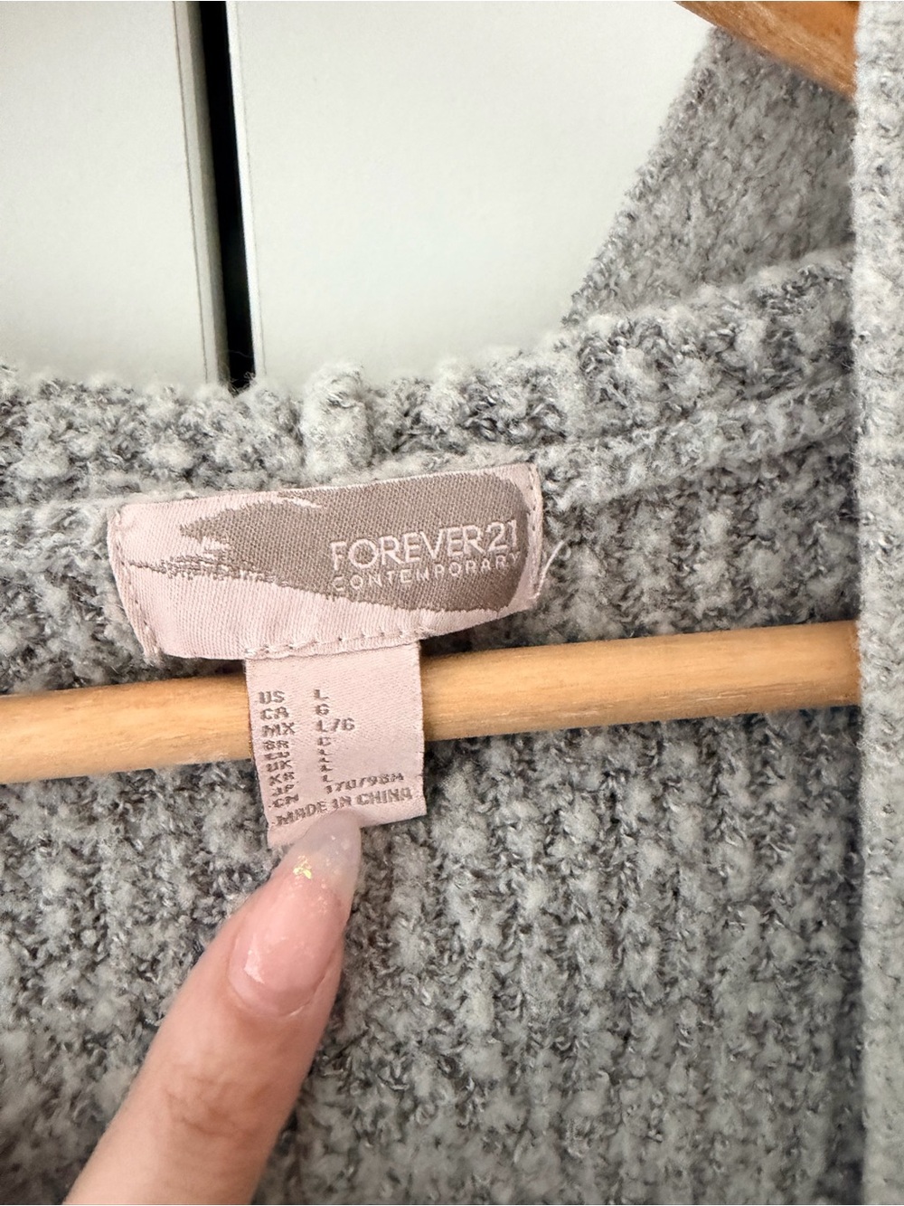 Forever 21 Light Gray Hooded Open-Front Cardigan - Picture 3 of 9